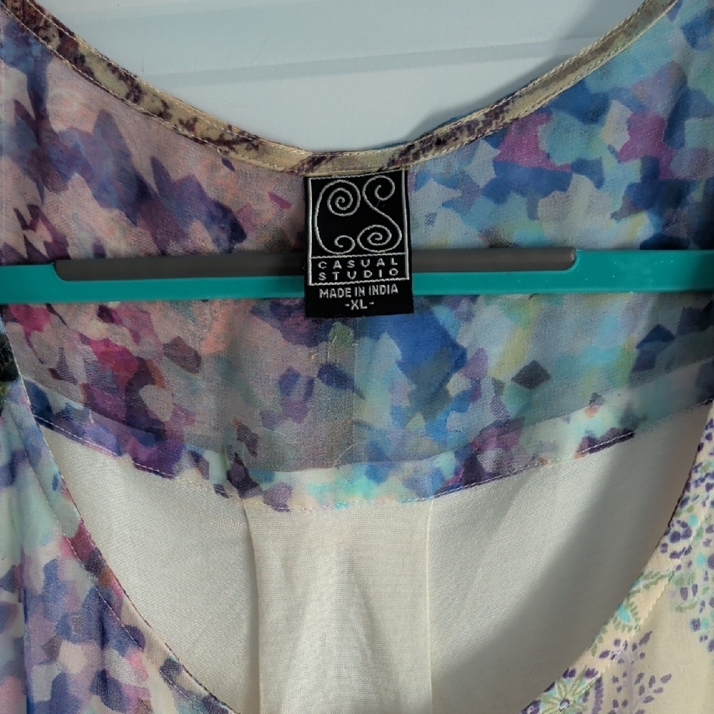 Multicolor Patchwork Women's Blouse - Picture 2 of 8